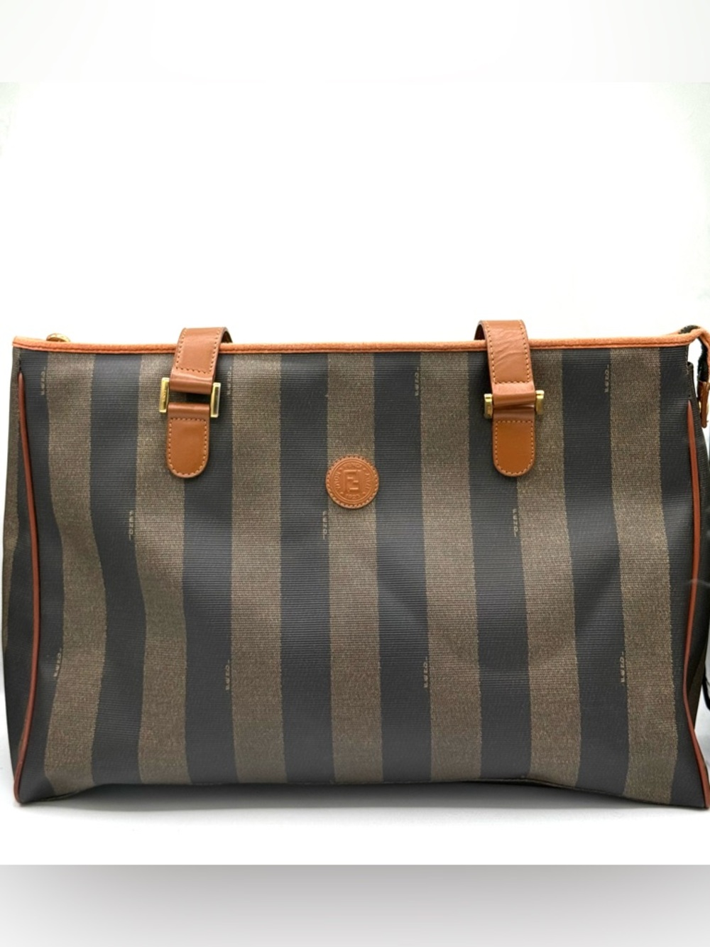 Fendi Pequin Vintage Striped Tote Bag, Zipper Closure, 1980’s ✅Authentic